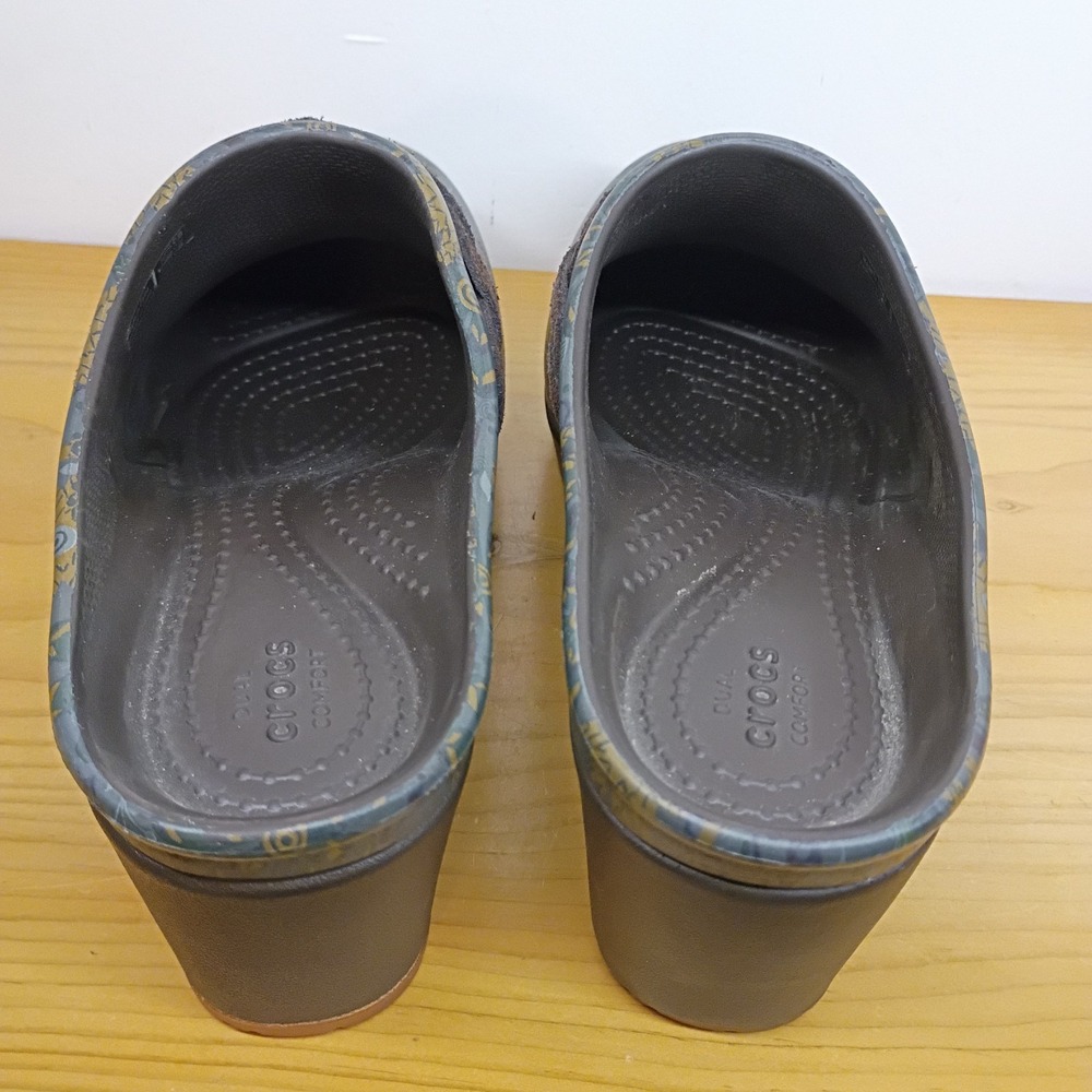 Crocs Dual Comfort Womens Clogs Shoes Brown/Floral Heels Mules Slip On Size 7 - Picture 6 of 11